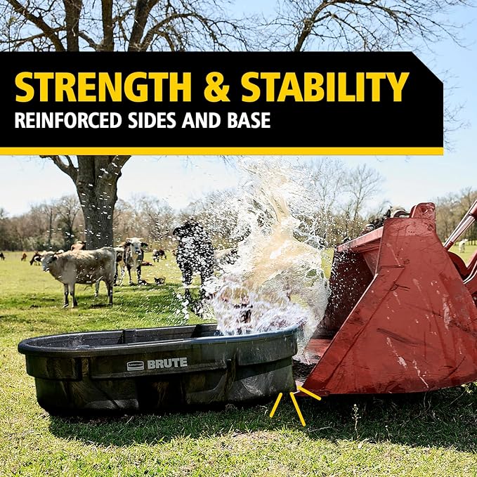 Rubbermaid Commercial Products Stock Tank, 50-Gallons, Structural Foam, Heavy Duty Container, for Livestock/Animal/Cattle Feed & Water, Outdoor Homemade Pool/Hot Tub/Bathtub, & Pet Cleaning/Dog Wash