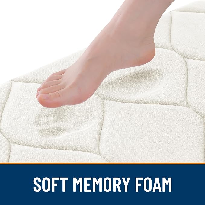 Smiry Memory Foam Bath Mat 30''x20'', Ultra Soft Non-Slip Bathroom Rug, Plush Water Absorbent Quick Dry and Machine Washable Floor Mat for Shower, Tub & Home Decor, Ivory
