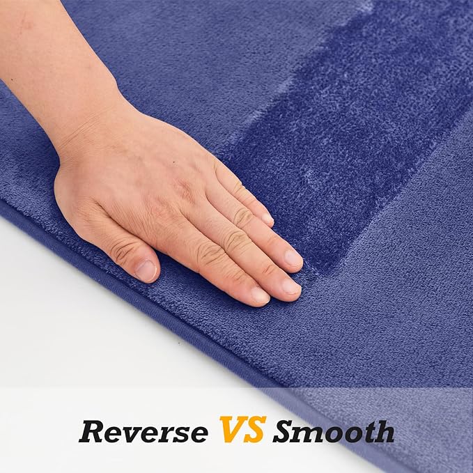 HUXMEYSON Bathroom Rugs Sets 3 Piece, Non-Slip & Quick Dry Bath Mat Set, Ultra Soft Velvet Bath Rugs for Bathroom, Toilet and Shower Floor, Royal Blue