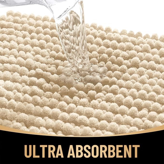 OLANLY Thick Bathroom Rugs 30x20, Extra Soft Absorbent Chenille Bath Rugs, Rubber Backing, Machine Wash Dry, Bath Mats for Bathroom Floor, Tub and Shower, Home Decor Accessories, Beige