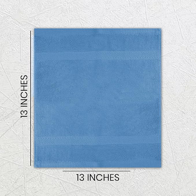Soft Wash Cloths - 12 Pack Plush and Absorbent Cotton Washcloths for Face, Body, and Baby - Multi-Purpose, Quick-Dry Wash Cloths Set 13x13'' (Electric Blue)