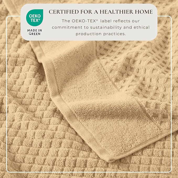 Great Bay Home Oversized Bath Sheets - 100% Cotton 2 Pack 68x35 Extra Large Towel - Absorbent, Durable, Quick-Dry Towels for Bathroom (Oatmeal)