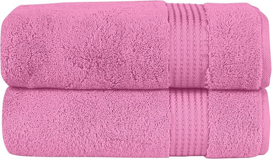 Elegant Comfort Premium Turkish Cotton 2 Pack Bath Towel Set - 27 x 54 inch, Luxurious Hotel Spa Quality 100% Turkish Cotton 2PC Bath Towel Set - Highly Absorbent - Soft Bathroom Towels, Light Pink