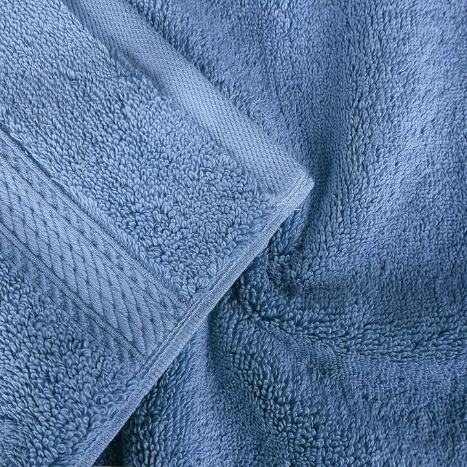 Superior Egyptian Cotton 800 GSM Plush & Absorbent, 9 Piece Set, Denim Blue | Quick Dry, Soft Luxury Towel Set, Bath Essentials, Guest Bath, Spa, 3 Bath, 3 Hand, 3 Face Towel, Madeline Towels