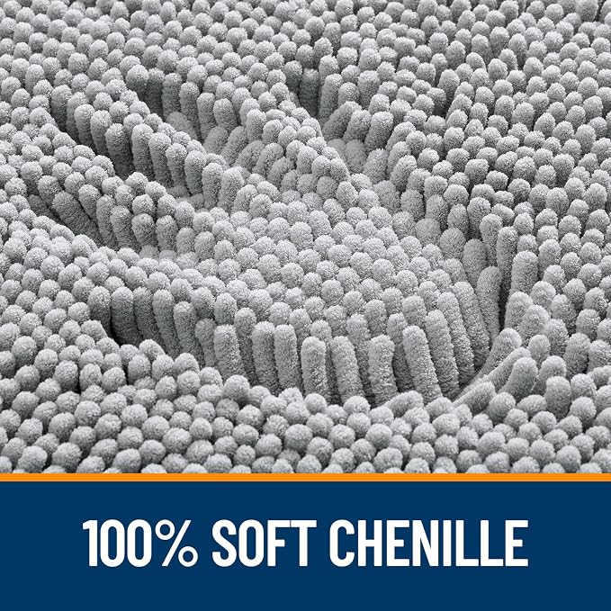 OLANLY Toilet Rugs U-Shaped 20x20, Extra Soft Absorbent Chenille Contour Bathroom Rugs for Toilet, Dry Quickly, Machine Washable, Non-Slip Bath Mat, Light Grey