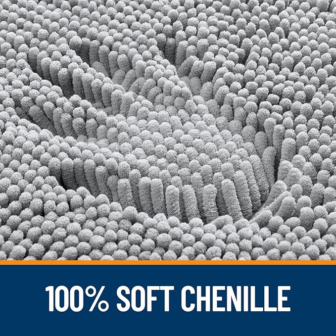 OLANLY Bathroom Rugs 32x20, Extra Soft Absorbent Chenille Bath Rugs, Rubber Backing Quick Dry, Machine Washable Bath Mats for Bathroom Floor, Tub and Shower, Home Decor Accessories, Light Grey