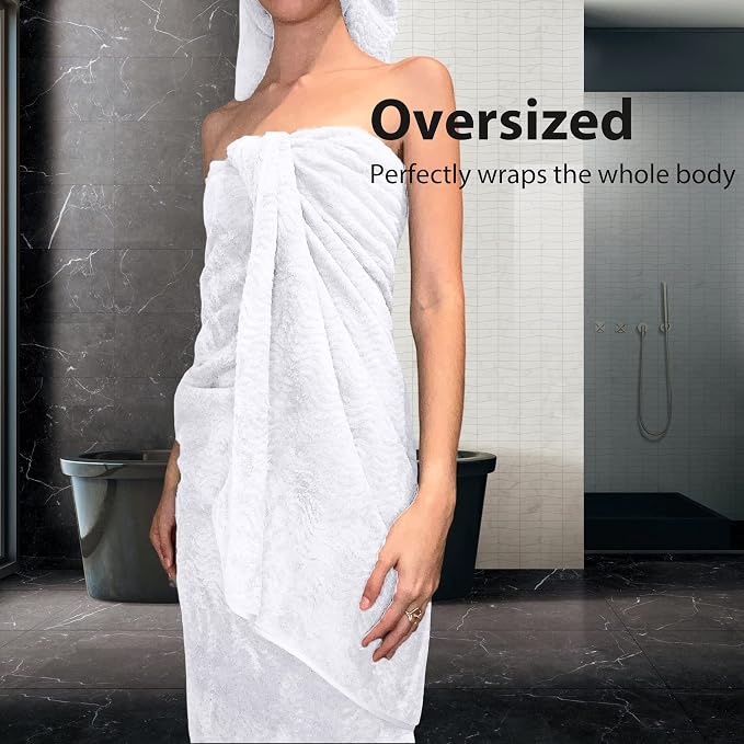 Ultra Soft 8 Piece Textured Bath Towel Set for Bathroom Shower Pool, Kitchen, Quick Dry, Lightweight Highly Absorbent - 2 Oversized Bath Towel Sheets, 2 Hand Towels, 4 Washcloths - White