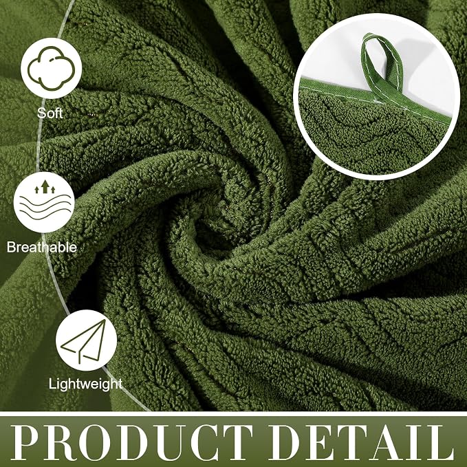 Set of 6 Oversized Bath Towel 40 x 80 Inches Jumbo Bath Sheet Absorbent Microfibers Quick Dry Towel Set with 2 Extra Large Shower Towels 2 Hand Towels 2 Washcloths for Bathroom Spa Gym(Olive Green)