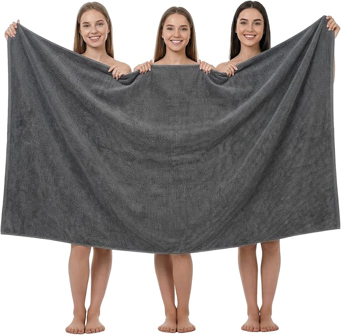 REDKISS Pack of 1 Jumbo Bath Sheet, 40 x 80 Inches Microfiber Oversized Bath Towel for Bathroom, Extra Large & Lightweight, Quick-Dry, Super Soft & Absorbent, Perfect to Wrap Yourself in, Dark Gray