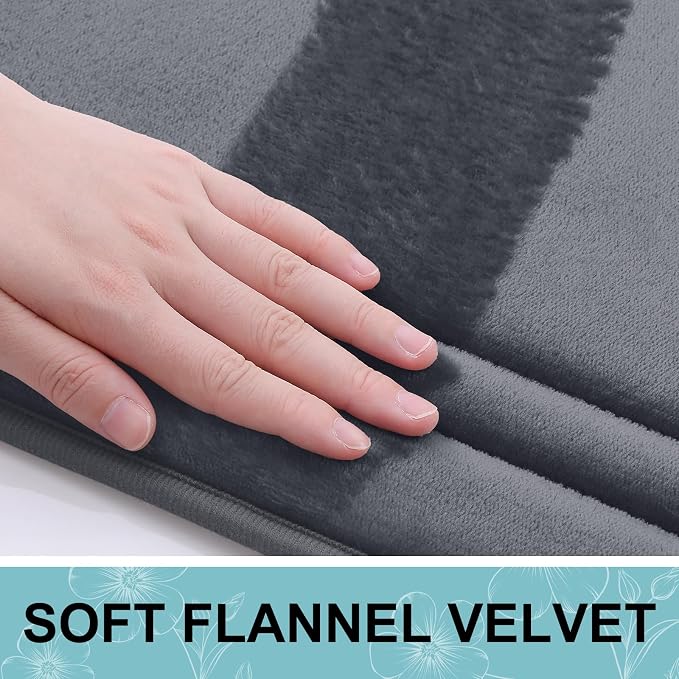 Grandaily Memory Foam Bath Mat Rug 30x20, Ultra Soft, Non-Slip and Absorbent Bathroom Rugs, Machine Wash Dry, Comfortable Bath Carpet for Bathroom Floor, Tub and Shower, Dark Grey