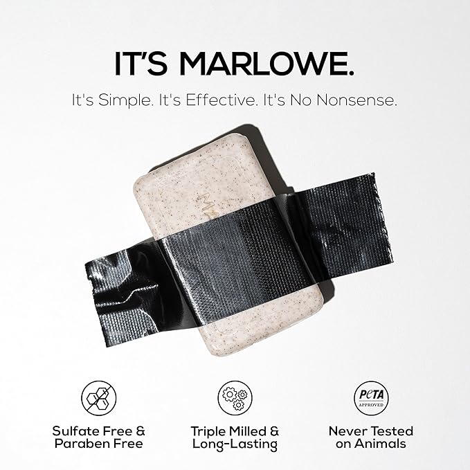 MARLOWE. Body Scrub Soap, Exfoliating Soap Bar, Santal, 7 oz (3 Bars) | Scrub Soap Bar that deeply cleanses and exfoliates while buffing away rough, dry skin. Warm Santal scent.