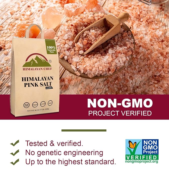 Himalayan Chef Pink Salt Coarse Grain, Salt for Grinder Refill - 5 lbs Bags | 100% Natural Salts, Non-GMO & Gluten Free, Food Grade with Rich of 84 Minerals - Pack of 2
