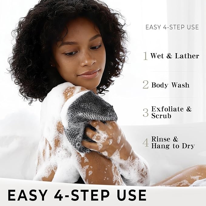 African Net Sponge Authentic - African Exfoliating Net Sponge 3 Pieces - Body Scrubber Exfoliator Wash Cloth - Back Scrubber for Shower - Bath Sponges Shower Loofah Essentials for Women