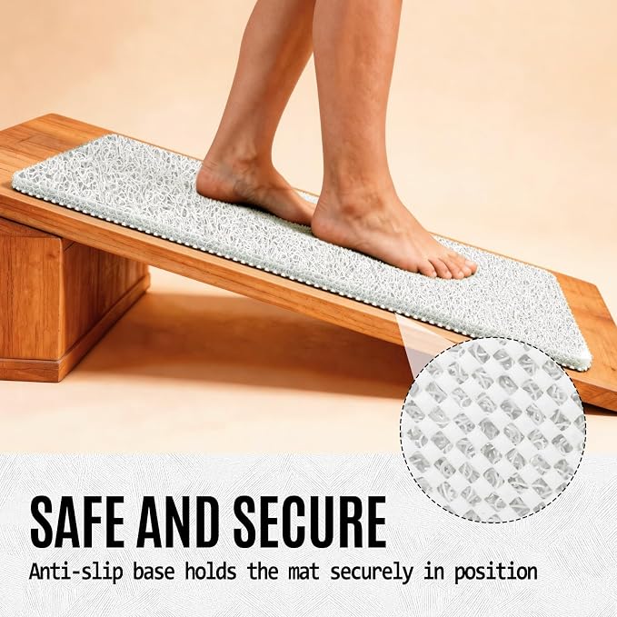 Joyhalo Shower Mat Bathtub Mat Non Slip, Bathmats Non Slip, Quick Drying Foot Scrubber Loofah Mats for Shower, Tub, Bathroom, Home, 24 * 24inch, White