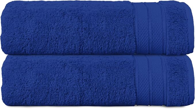Elegant Comfort Three Line Popcorn Towel Set for Bathroom 27 x 54 inches, Premium Hotel Quality 2-Pack Bath Towels, 100% Turkish Cotton, Soft and Durable, Quick Dry and Highly Absorbent, Cobalt Blue