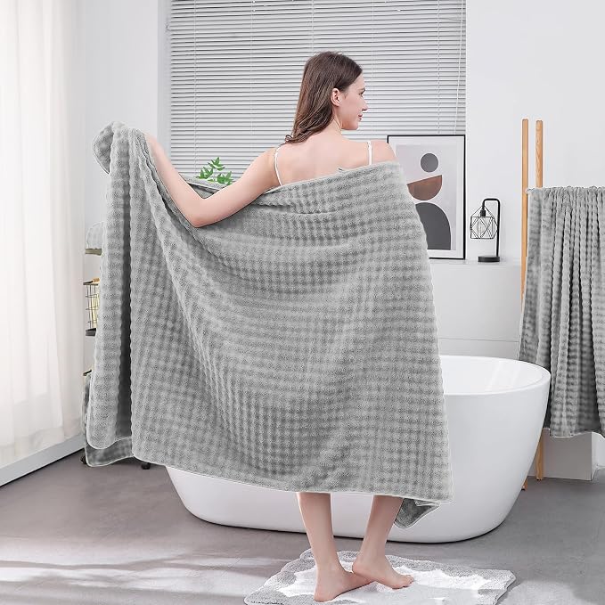 KBY Bath Towels Set of 2, Extra Large Bath Sheets 40X80 Inches,Quick Dry, Ultra Soft，Durable & Super Absorbent Oversized Bathroom Towel Sets for Adults, Gym, Spa, Pool & Hotel（ Gray）
