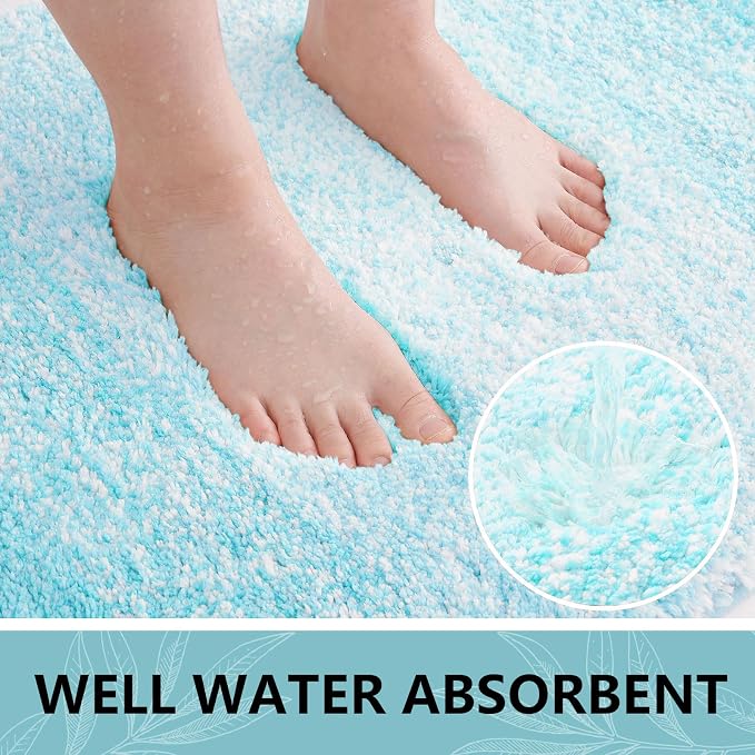 Arotive Microfiber Bathroom Rugs, Shaggy Soft and Absorbent Bath Rug, Thick Plush Machine Washable Dry Bath Mats for Bathroom, Tub and Shower, 30x20, Sky Blue, Rectangular