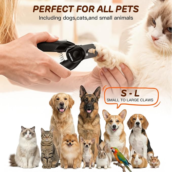 Dog Nail Clippers & Cat Nail Clipper, Pet Nail Trimmer with 2 LED Lights,Safety Side Lock, Nail File and Anti-Slip Handles, Dog Nail Grinder Quiet for Large and Medium Dogs & Cats