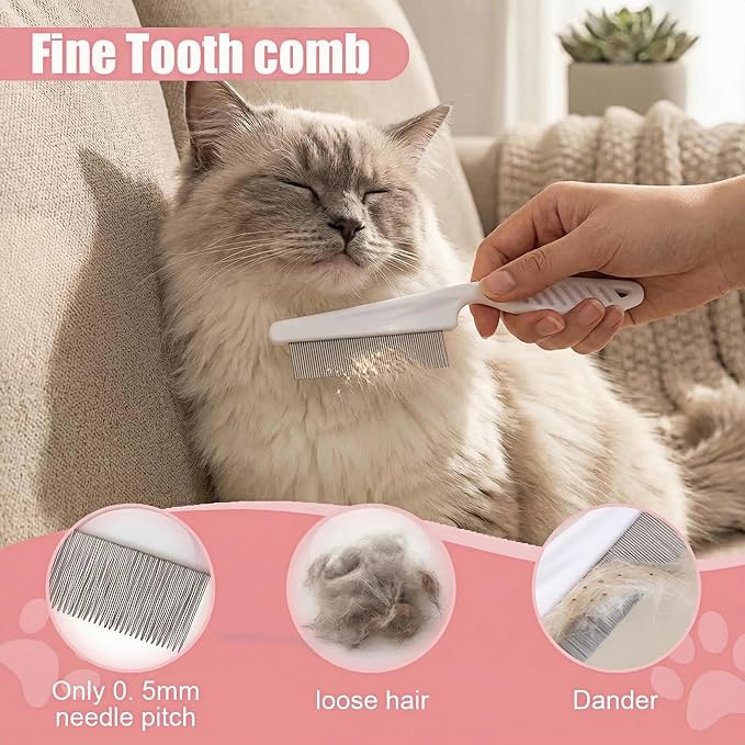 4PCS Dog Bath Kit & Dog Brush Kit for Dogs & Cats - Professional Pet Grooming Tools Set with Shedding Brush, Bath Scrubber, Dematting Comb & Storage Bag - Complete Dog Washing Essentials, Pink