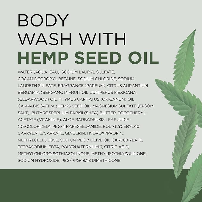 Dr Teal's Body Wash with Pure Epsom Salt, Cannabis Sativa Hemp Seed Oil, 24 fl oz (Pack of 2)