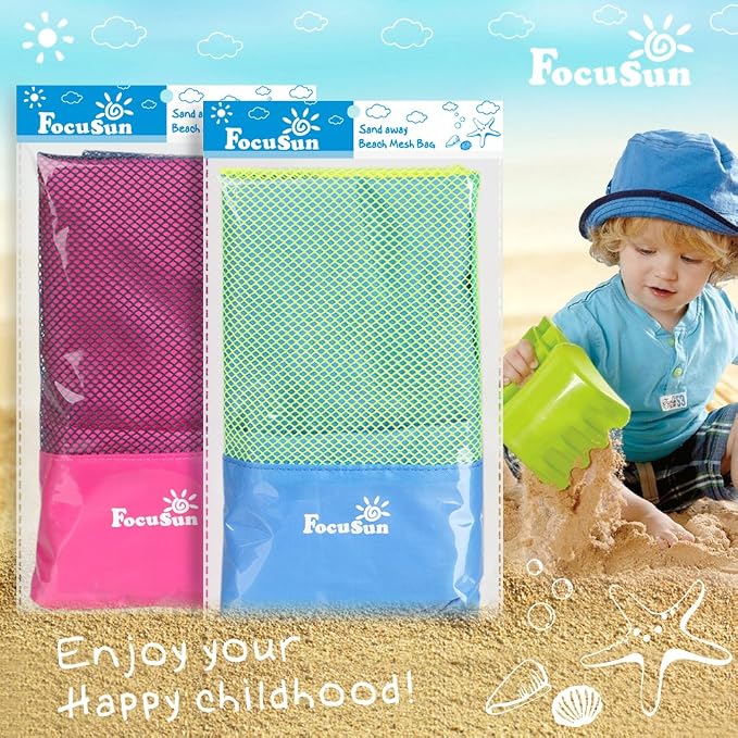 EocuSun Large Mesh Beach Bag Tote Durable Sand Away Drawstring Beach Backpack Swim and Pool Toys Balls Storage Bags Packs, Stay Away from Sand and Water, Toy Not Included