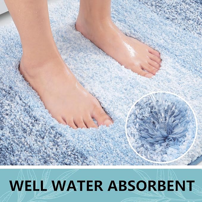 Arotive Microfiber Bathroom Rugs, Shaggy Soft and Absorbent Bath Rug, Thick Plush Machine Washable Dry Bath Mats for Bathroom, Tub and Shower, 30x20, Light Blue, Rectangular