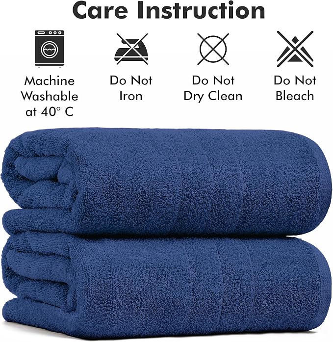 Bath Sheets – 550 GSM Extra Large Bathroom Sheet Set – Pack of 2 Jumbo Towels Royal Blue (71x35in) – 100% Ring Spun Cotton Soft Quick Dry Large Bath Towels for Adults Hotel Spa Bathroom Use