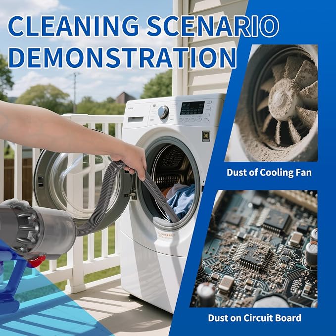 Vacuum Attachment Kit Compatible with Dyson V7 V8 V10 V11 V15 Vacuum Cleaner，Dryer Vent Hose Flexible Extension Hose Mattress Tool Stiff Brush Soft Bristle Crevice Tool Attachment for Home Cleaning