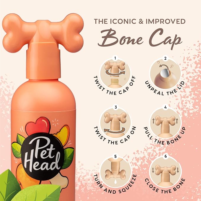 Pet Head Quick Fix 2 in 1 Dog Shampoo and Conditioner | Peach Scent | Dog Shampoo for Smelly Dogs | Nourishes and Softens Coat & Skin | Vegan | Gentle Formula for Puppies | Made in USA | 16fl oz.
