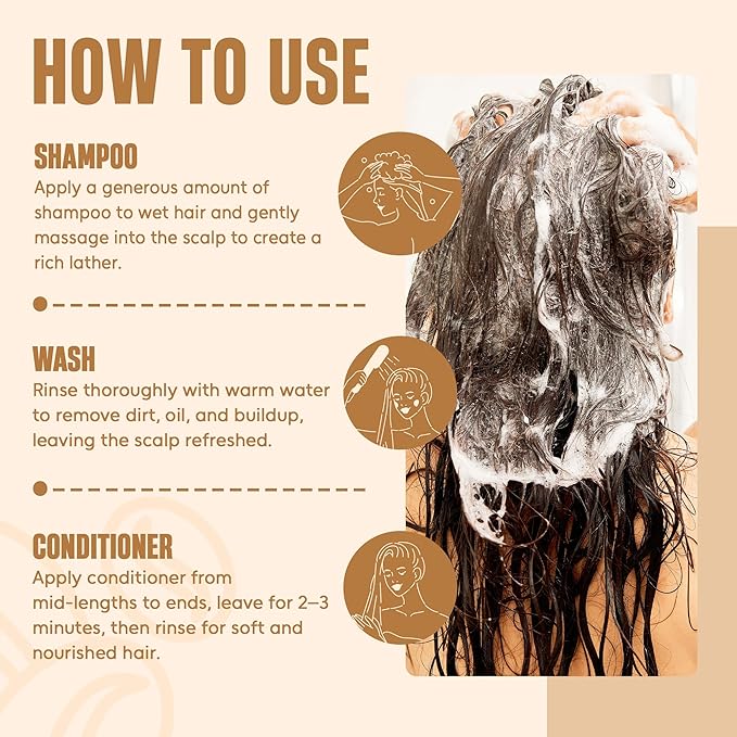 INFINA ESSENTIALS Caffeine Biotin Shampoo and Conditioner Set | Hair Thickening & Strengthening | 16 fl oz Each | with Batana Oil & Castor Oil | For Thinning Hair Care | Men & Women