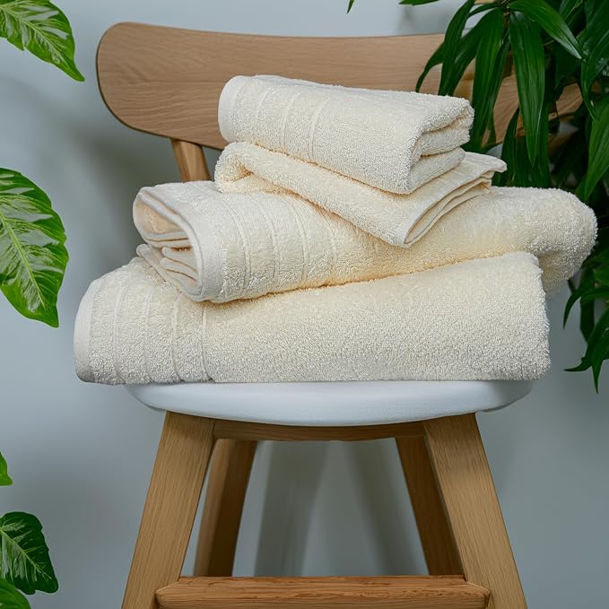 Tens Towels Pack of 8 Towels Set, 2 Extra Large Bath, 2 Hand, 4 Washcloths, 100% Cotton, Lighter Weight, Quicker to Dry, Super Absorbent, Perfect for Bathroom, Cream