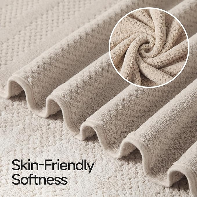 ecolook Microfiber Bath Towels Set of 2, 31 x 63 Inch Extra Large Bath Towel Set, Super Soft & Highly Absorbent, Quick Dry Lightweight Towels for Bathroom, Gym, Spa, Pool & Travel, Camel