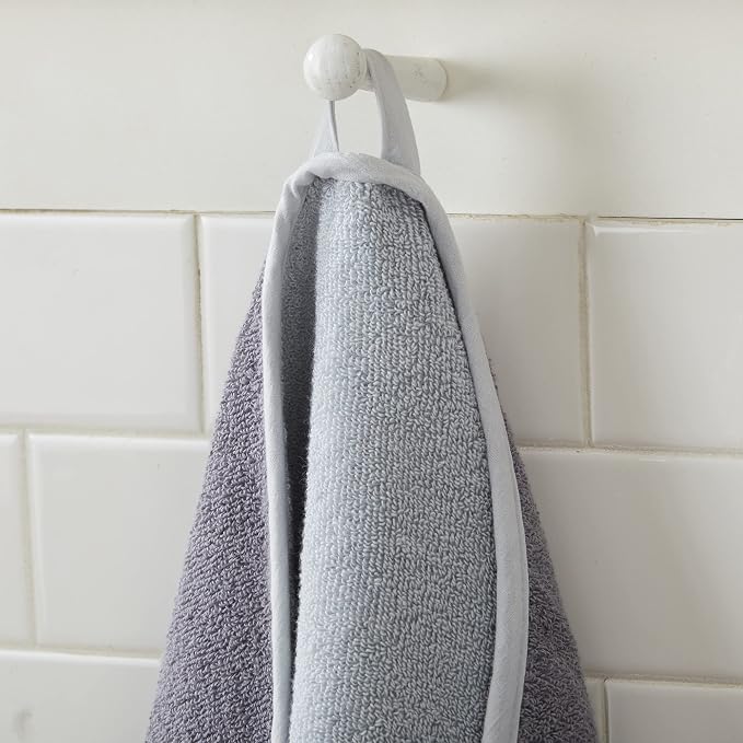 Great Bay Home 100% Cotton Reversible Two-Toned Bathroom Towels. Absorbent Quick-Dry Plush Bath Towels. Vanessa Collection (Hand Towel (4-Pack), Grey/Charcoal)