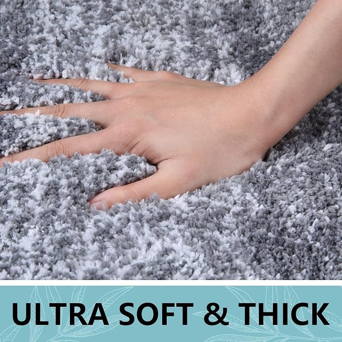 Arotive Microfiber Bathroom Rugs, Shaggy Soft and Absorbent Bath Rug, Thick Plush Machine Washable Dry Bath Mats for Bathroom, Tub and Shower, 47x20, Grey, Rectangular