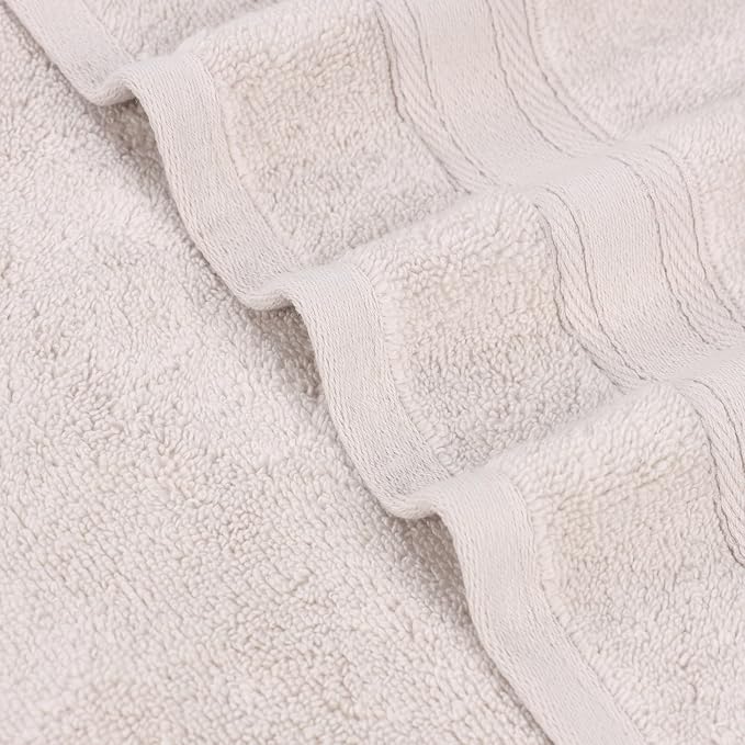 Superior Belmont Zero Twist Cotton Medium Weight Towels, for Guest Bath, Bathroom, Shower, Spa, Plush, Quick Dry, Ultra-Soft Towels, Bath Essentials, Thick Border, 3 Piece Assorted Towel Set, Silver