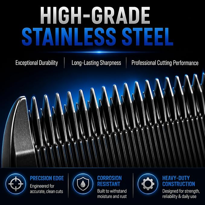 Kenchii Professional Dog Clipper Blade Flash 5 Pet Hair Clipper - Detachable Stainless Steel Blades for Dog Grooming - Hair Clippers & Accessories Pet Shaving Blades. (KEFB5-STD)