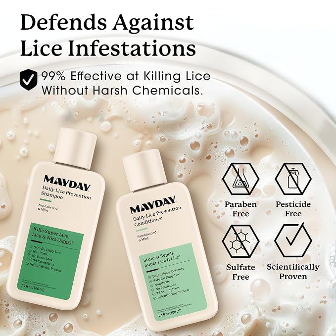 MAYDAY 3.4oz Shampoo & Conditioner Bundle - Sandalwood & Mint, Daily Cleansing and Conditioning for All Hair Types