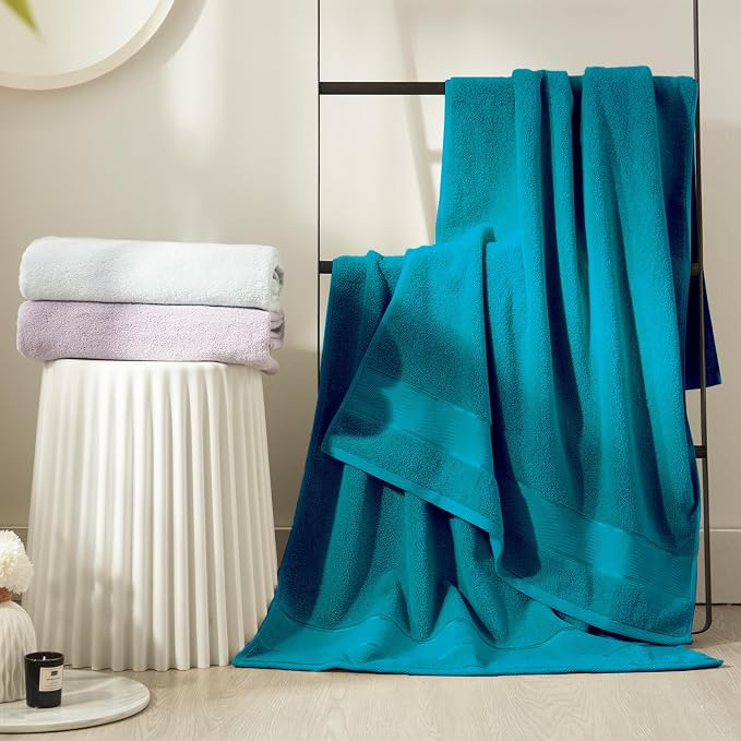 Marvione Bath Towels Set 6 Piece, 100% Turkish Cotton Highly Absorbent and Soft Towels for Bathroom 2 Bath Towels 2 Hand Towels 2 Washcloths, Teal