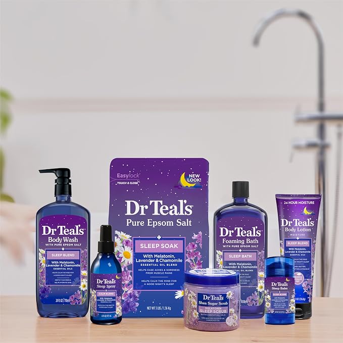 Dr Teal's Sleep Body Wash with Pure Epsom Salt, Melatonin, Lavender & Chamomile Essential Oil Blend, 24 fl oz (Pack of 2)