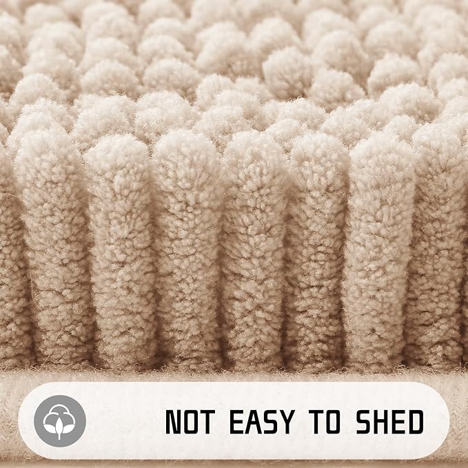 Yimobra Long Bathroom Rugs 44"x24", Extra Soft Non Slip Bath Mat for Tub, Super Absorbent Quick Dry Shaggy Rug Floor Carpet, Machine Washable,Beige
