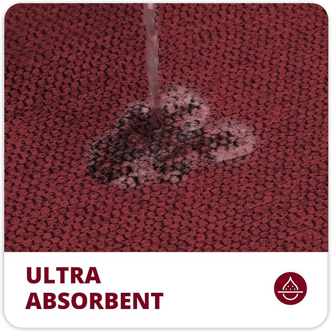 Bath Mat,Ultra Thin Bathroom Rugs,Rubber Bath Mats for Bathroom,No Slip Bath Rugs,Quick Dry,Machine Washable,Low Pile,Absorbent,Shower Outside,Sink,Home Decor Accessories.Red,1'5"x2'3"+1'8"x2" U Shape