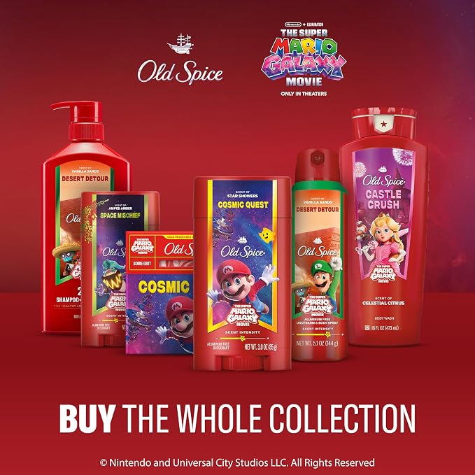 Old Spice Bar Soap for Men, x The Super Mario Galaxy Movie, Cold Pressed with Grit, Made with Natural Oils & Plant Based Cleanser, Celestial Citrus with Sweet Citrus & Berries Scent, 5.0 oz