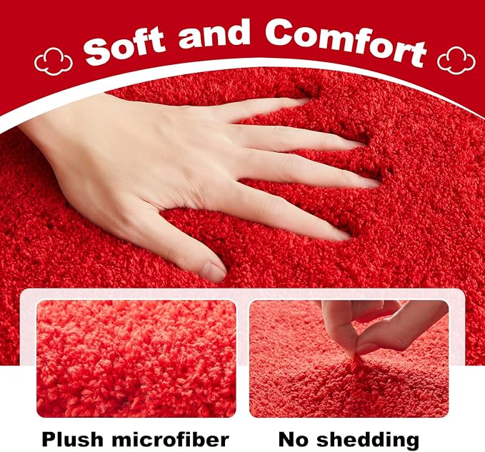 TYUU Large Bathroom Rugs, Ultra Soft Super Absorbent Bath Rugs Non Slip Washable Quick Dry Bath Mat with Rubber Backing for Bathroom Floor, Shower, or Sink, Red 3' x 4'