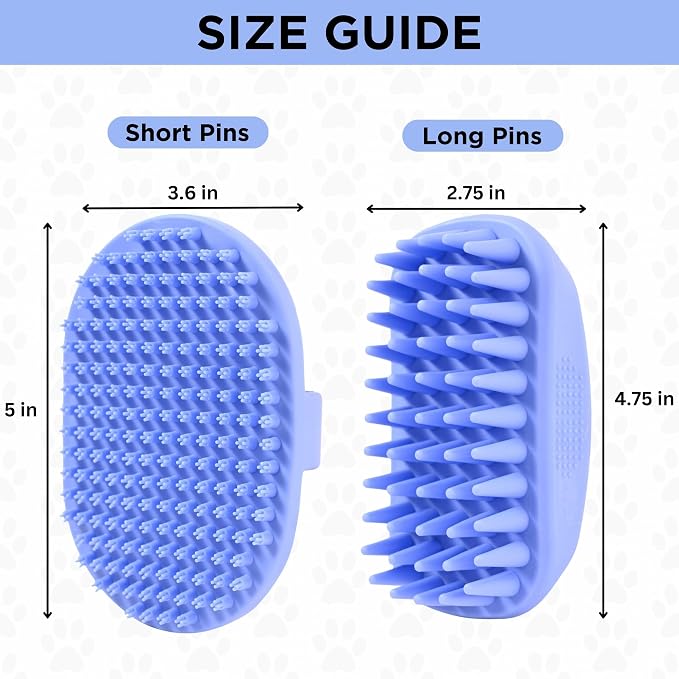 Dog Grooming Bath Brush, Pet Rubber Brush for Shower Scrubbing & Soothing Massage, Ideal for Long & Short Haired Dogs and Cats, Essential Puppy Accessories, 2 Pack [We Love Doodles]