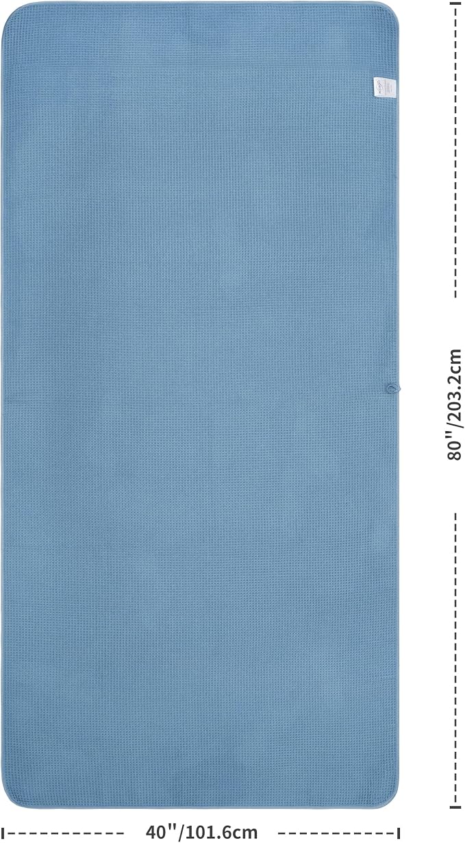 MICROFI Microfiber Waffle Bath Sheet, Quick Dry, Lint Free, 40 x 80 inches (101.6 x 203.2 cm), 1 Count, 430 GSM (Blue)