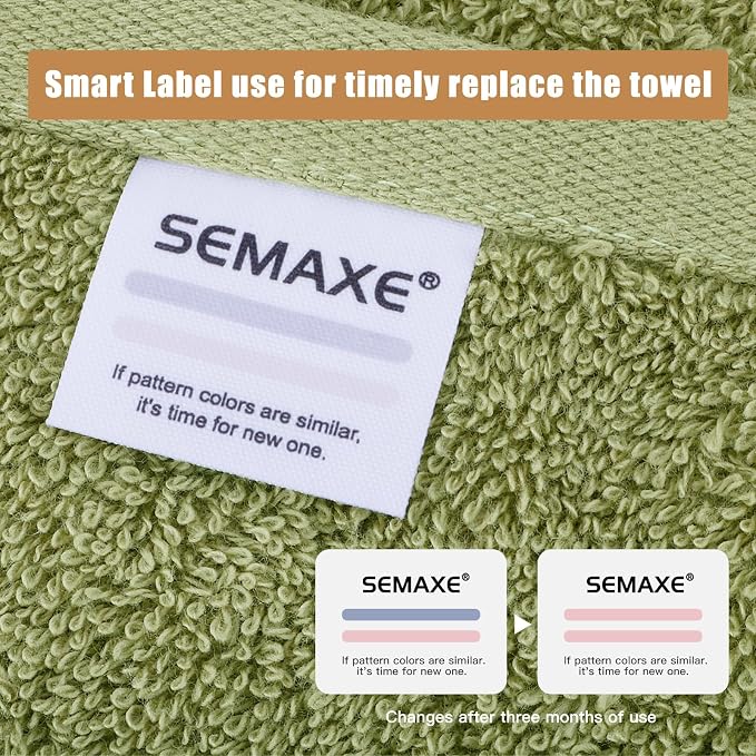 18-Piece Cotton Bath Towel Set with Hanging Loops for Bathroom, Green | Stock-up towel set for family bathrooms, guest baths, multi-bath homes, and wash-day rotation, OEKO-TEX certified, easy care
