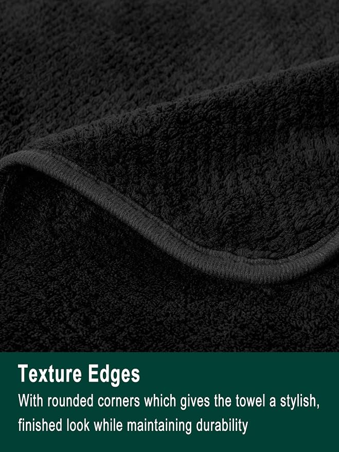 Extra Large Bath Sheets Set 6-Piece, 2 Bath Towels 40x80 Inches, 2 Hand Towels, 2 Washcloths, Soft Absorbent Quick Dry Microfiber Towels for Bathroom Beach Pool Gym Spa, Black