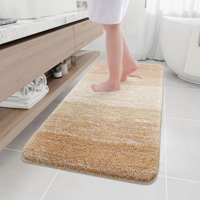 Arotive Microfiber Bathroom Rugs, Shaggy Soft and Absorbent Bath Rug, Thick Plush Machine Washable Dry Bath Mats for Bathroom, Tub and Shower, 54x24, Beige, Rectangular