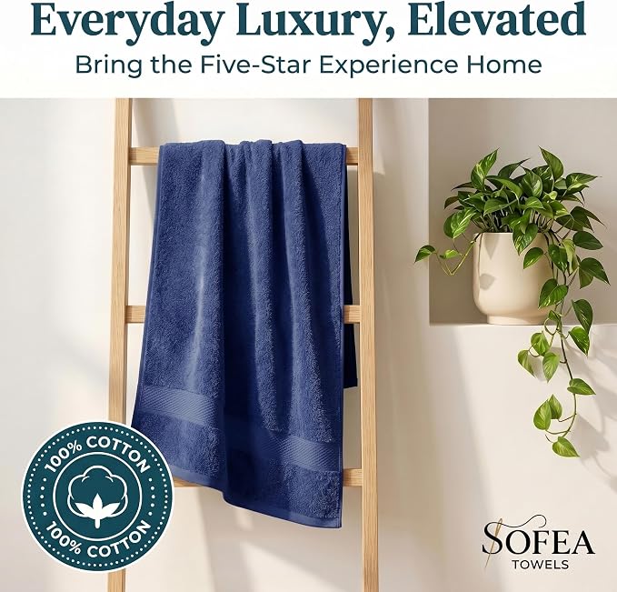 Sofea Bath Sheet Towels 2 Pack Oversized, (35 x 70 Inches) 100% Cotton Jumbo Bathroom Towels, Extra Large Soft Absorbent Bath Sheet Towels