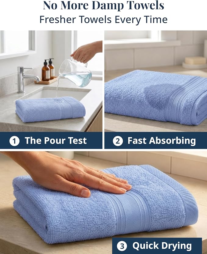 LANE LINEN Bath Hand Towels for Bathroom - Pack of 4 (16" x 28"), 100% Cotton Hand Towel - Soft, Durable, Quick Dry & Highly Absorbent - Hotel Quality Face Towels for Salons & Home Use - Cerulean Blue